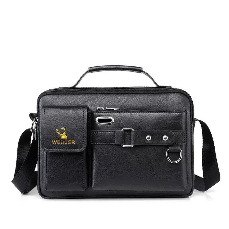 Men's Pu Leather Shoulder Bag -Black Size (13"*9")