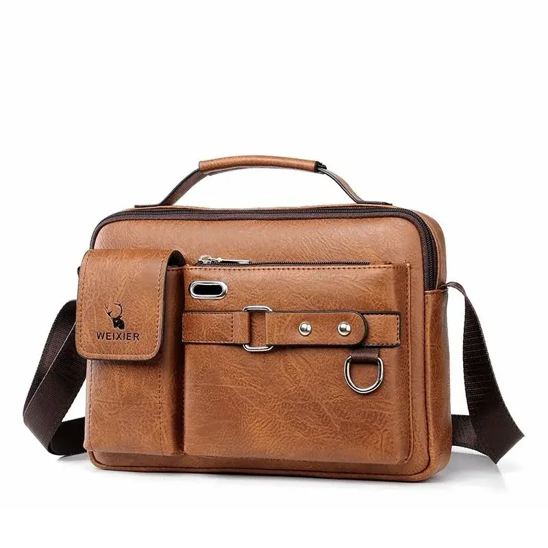 Men's Pu Leather Shoulder Bag -Brown Size (13"*9")