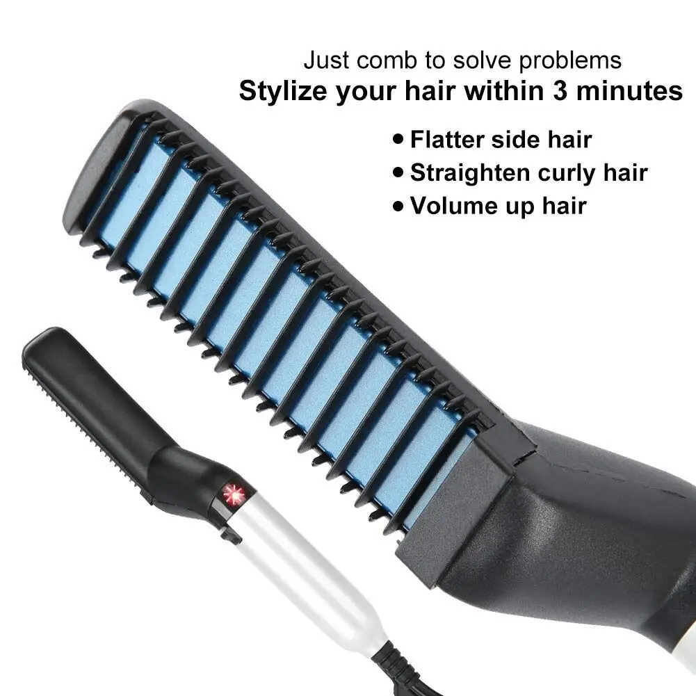 Multifunctional Hairbrush Men Electric Hair Comb Quick Beard Straightener Curling Curler Beauty Hairdressing Hair Styling Tools - Hair Straightener - Product Image 4