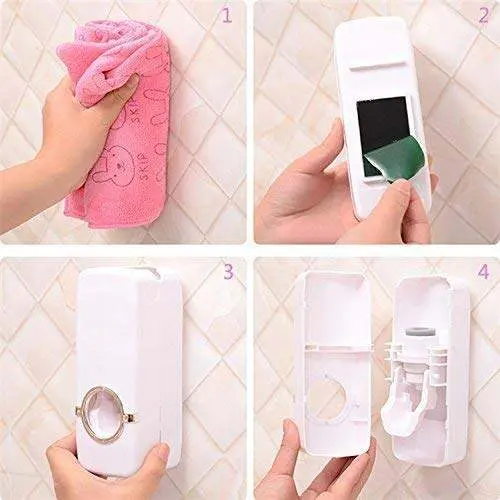 Automatic Hands-Free Wall Mounted Toothpaste Dispenser Squeezer with Detachable 5 Hole Toothbrush Holder - Product Image 4