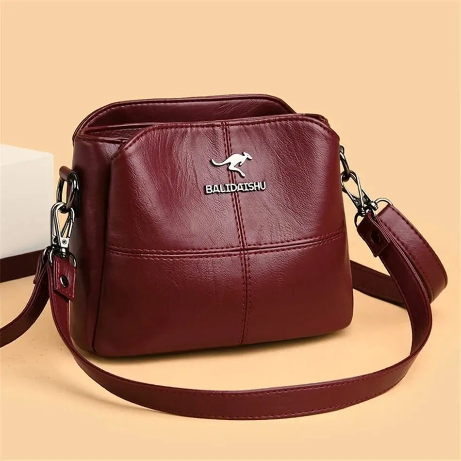 New Fashion Women's 3-layer PU Leather Handbags Small Shoulder Messenger Bags Designer Simple Tote  Ladies Bag - Product Image 1