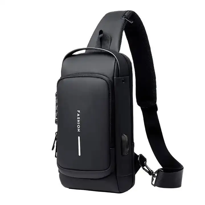 Multifunction Patent Leather Chest Bag Waterproof Men Crossbody Bag Anti-Theft Travel Shoulder Bags Men Travel Backpack - Product Image 1