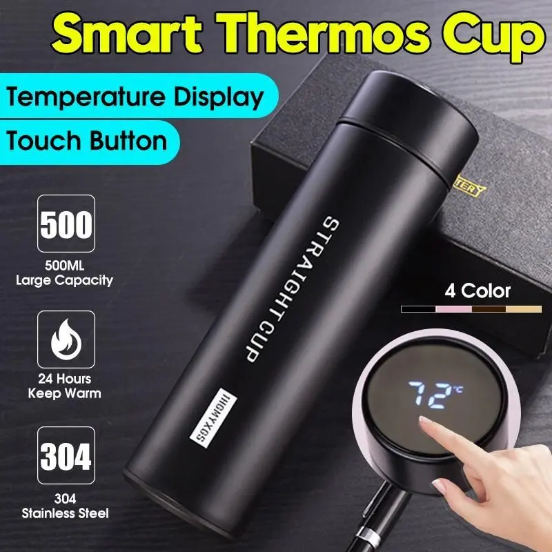 Stainless Steel Vacuum Thermal Flask 500 ml Smart Insulated Bottle with Temperature Display Hot Water, Coffee, Tea, Sport, Travel Bottles - Product Image 1