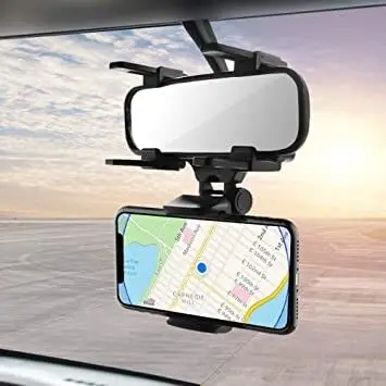 Public 360 Degrees Rearview Mirror Mount Stand Holder - Car Accessories - Keep Phone Secure In The Car 360-Degree Rearview Mirror Mount - Product Image 1