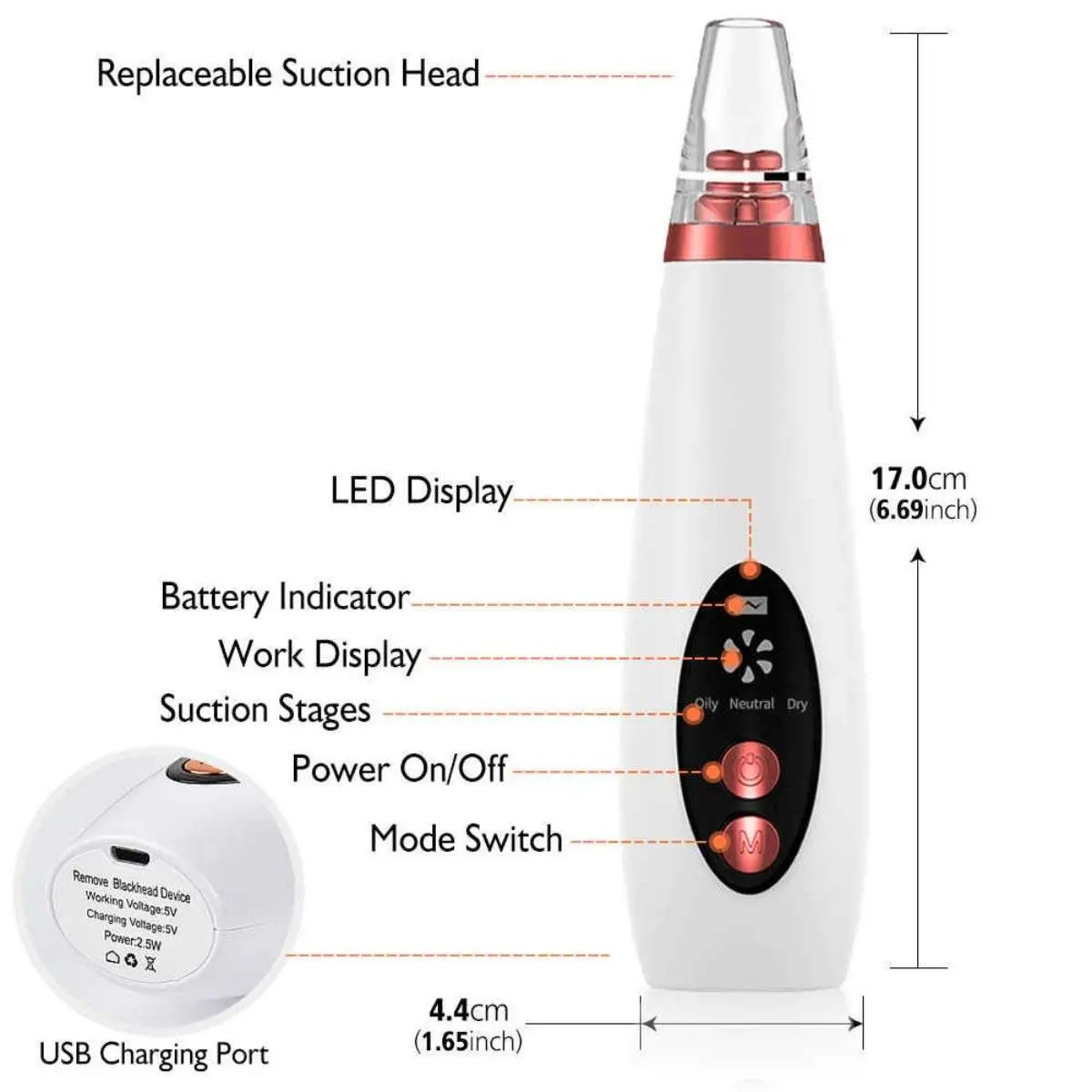 Blackhead Remover Facial Pore Vacuum Cleaner Electric Skin Care Pimple Extractor Cleaning Air Suction Machine Blackhead Remover Tool for Women and Men - Product Image 1