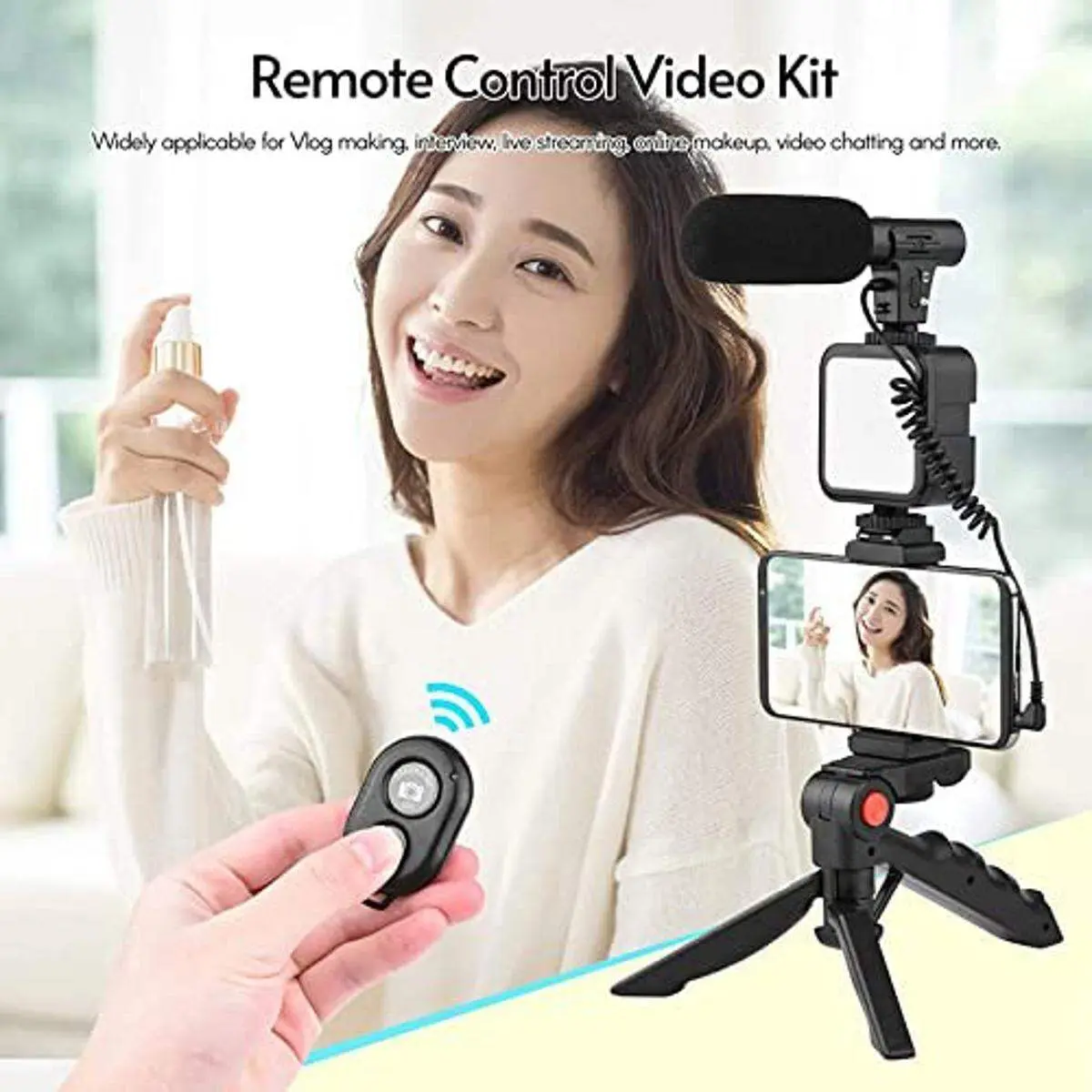 VLOGGING VIDEO MAKING KIT TRIPOT LED MICROPHONE