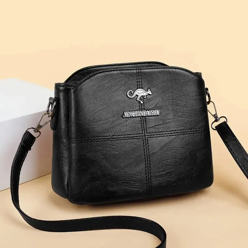 New Fashion Women's 3-layer PU Leather Handbags Small Shoulder Messenger Bags Designer Simple Tote  Ladies Bag