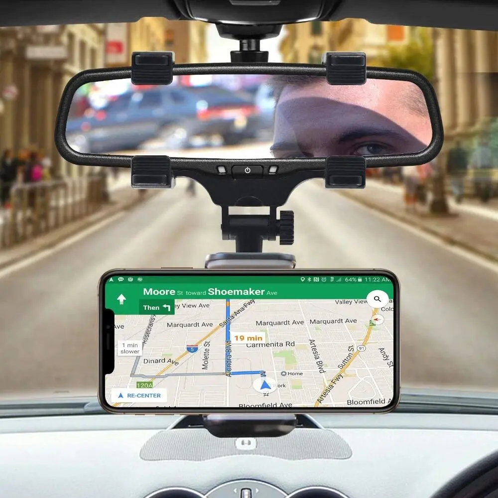 Public 360 Degrees Rearview Mirror Mount Stand Holder - Car Accessories - Keep Phone Secure In The Car 360-Degree Rearview Mirror Mount - Product Image 4