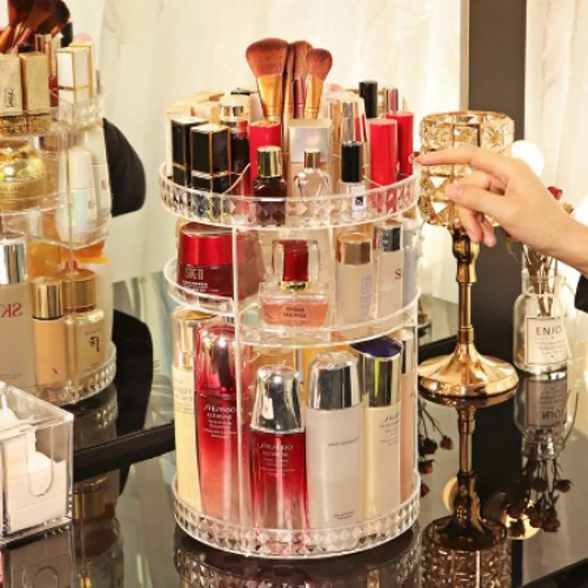 Cosmetics Organizer 360 Degree Diamond Rotatable Cosmetics Storage Box - Product Image 1