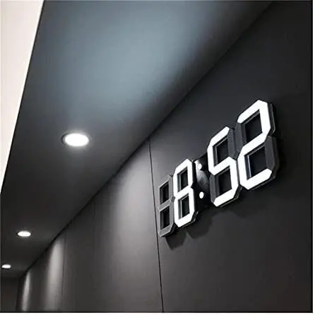 LED Digital Wall Clock 12/24 Hour Display Date Time Desk Clock